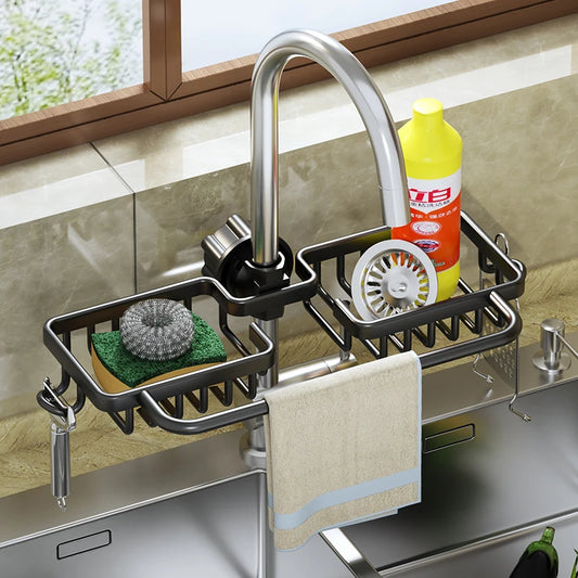 Practimal™  Aluminum Sink Storage Accessories Holder For Kitchen