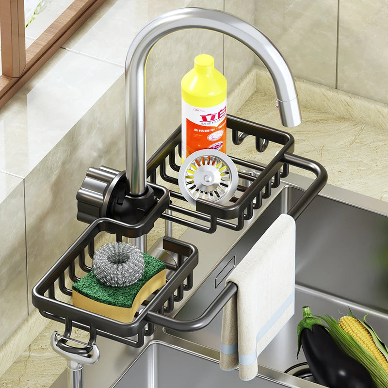 Practimal™  Aluminum Sink Storage Accessories Holder For Kitchen